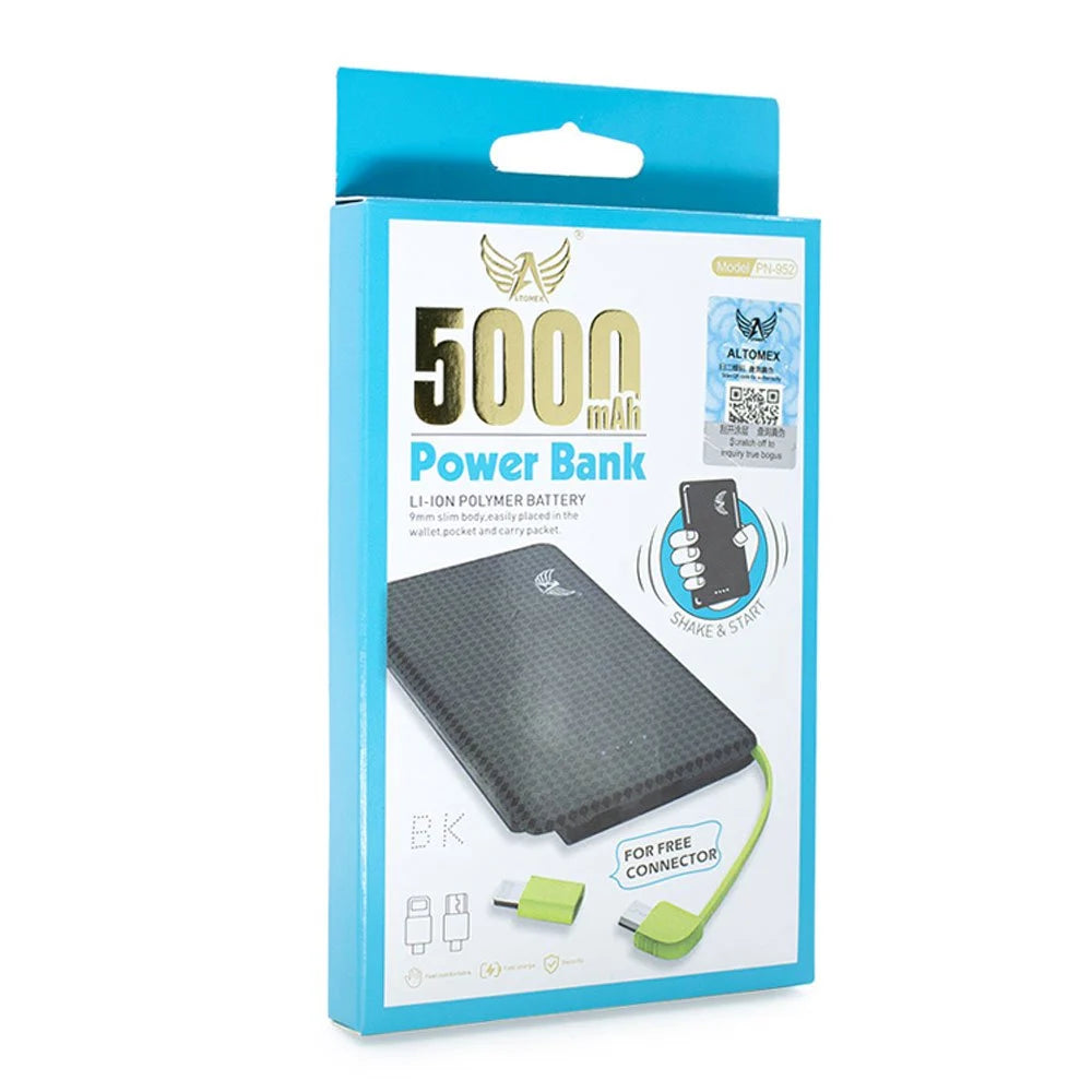 Carregador Portatil Power Bank Altomex 5000 Mah Slim PRETO