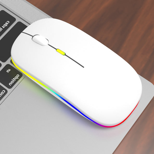 Mouse Sem Fio Recarregável Wireless Led Rgb Ergonômico