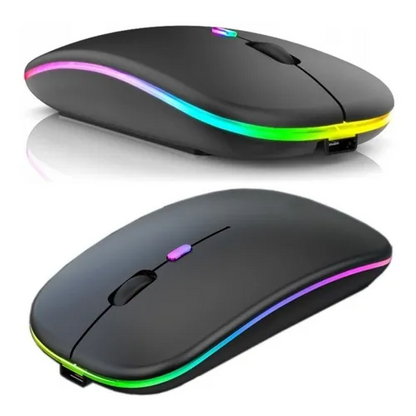 Mouse Sem Fio Recarregável Wireless Led Rgb Ergonômico